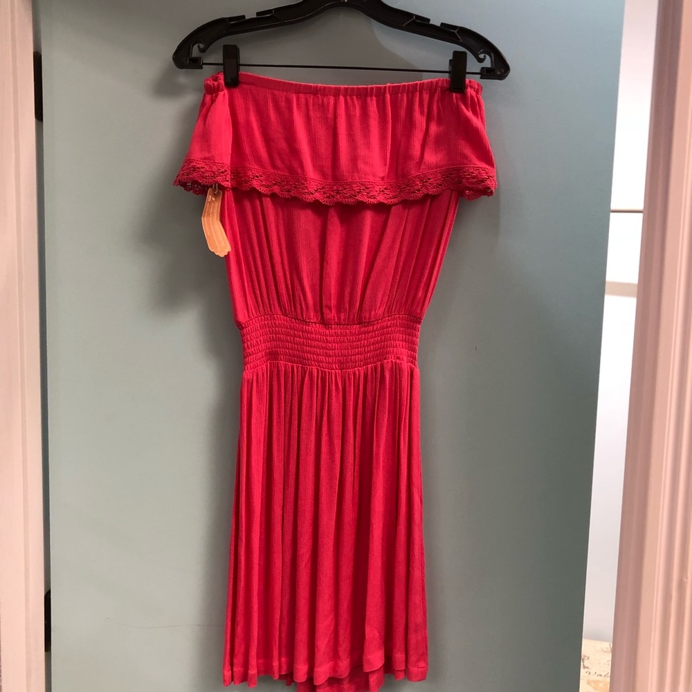 Green Dragon Pink Sleeveless Ruffle Dress